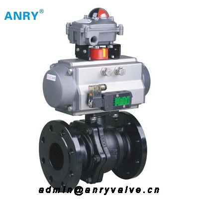 PTFE Lined Seats Floating Ball Valve Pneumatic Teflon - Lined Casted Steel Body