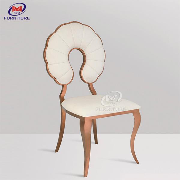 Gold Stainless Steel Wedding Chair Banquet Table Chairs with Flower Shape Backrest