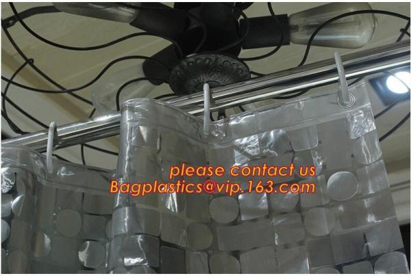 Shower Curtain 180X180 cm Waterproof Peva Material incl. 12 oval Shower Rings, decorative Dobby printing shower curtain