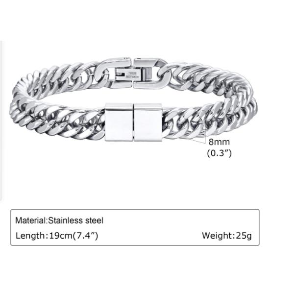 19cm and 23cm Stainless Steel Men's Bracelet with Inlay Technology Fast Shipment Guaranteed