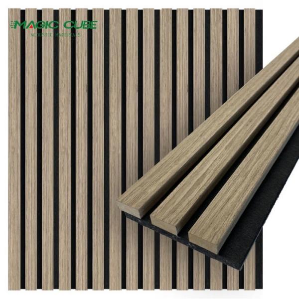 Ceiling High Frequency Wood Slat Acoustic Wall Panels Acupanel With Veneer Surface