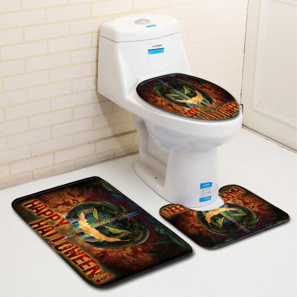 Absorvente da água grupo de Mat Halloween Toilet Lid Cover do banho de 3 partes