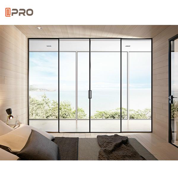 Slim Aluminum Frame Sliding Glass Door For Wardrobe / Bedroom