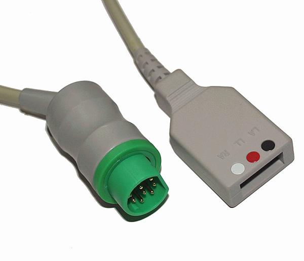 10 Pins Compatible Siemens ECG Cable 3 Leads For AHA Standard Type