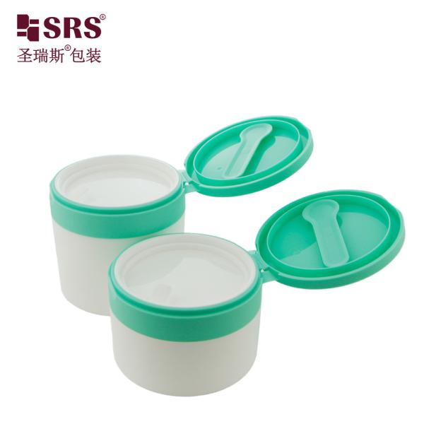 Eco-friendly SRS1 120ml 150ml White PP PCR Plastic Jar With Spoon Tweezers