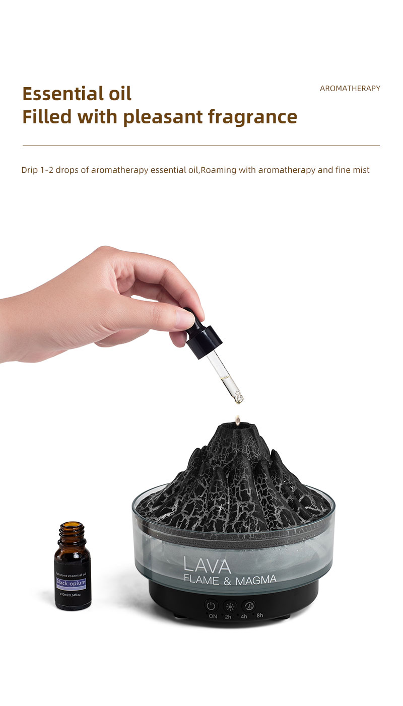 Waterscape Pattern Stone 7 Color Night Light 260 Tank Jellyfish Mist Humidifier Flame Magma Crack Volcanic Aroma Diffuser