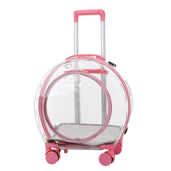Transparent Capsule Pet Bag Carrier Luggage Case Transparent Trolley Case With Trolley Wheels