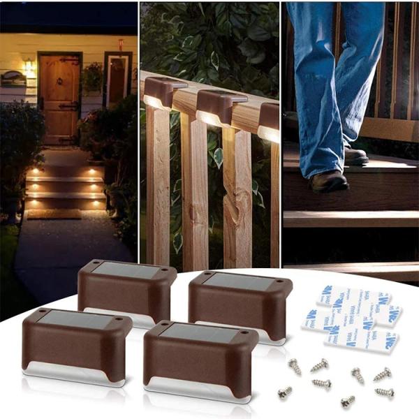 300lm Luminous Flux Solar Deck Step Railing Stairs Lights for Outdoor Garden Lighting