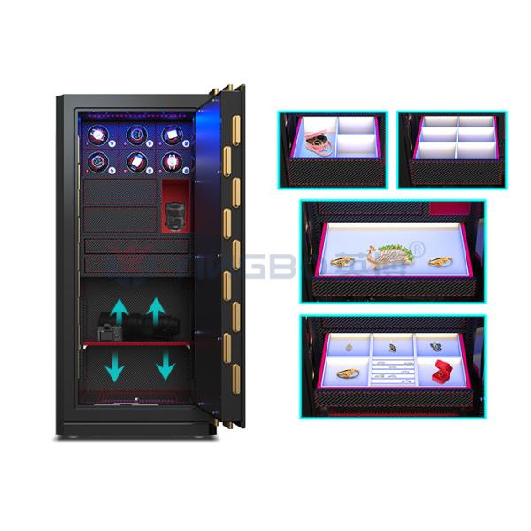 H1280mm Jewelry Box Safe Biometric Fingerprint Lock Watch Winder Safe