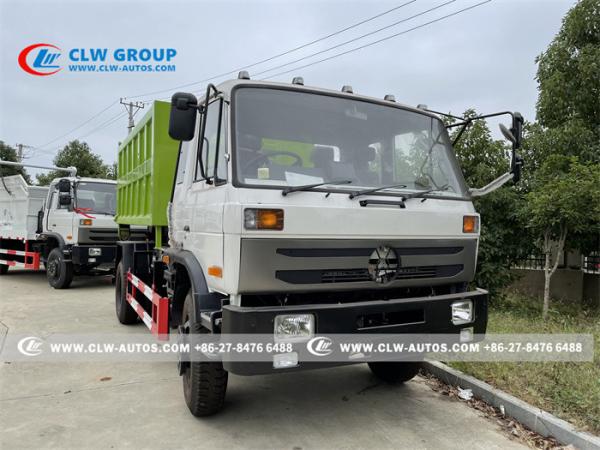 Caminhão de lixo hidráulico do elevador do gancho de Dongfeng 153 com o recipiente 14m3 