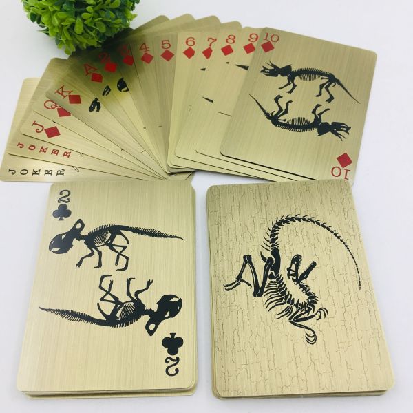 Durable 0.8Mm Thick Metal Gold Bicycle Playing Cards Custom Logo Waterproof