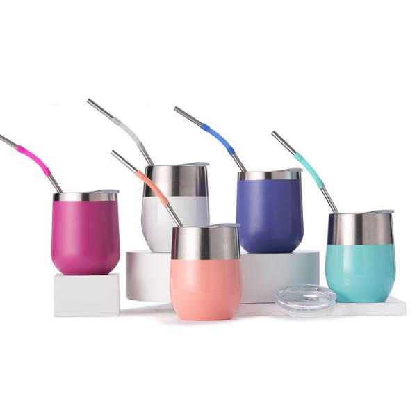 Food Grade Insulated Travel Hot And Cold Tumblers With Metal Straw 300ml