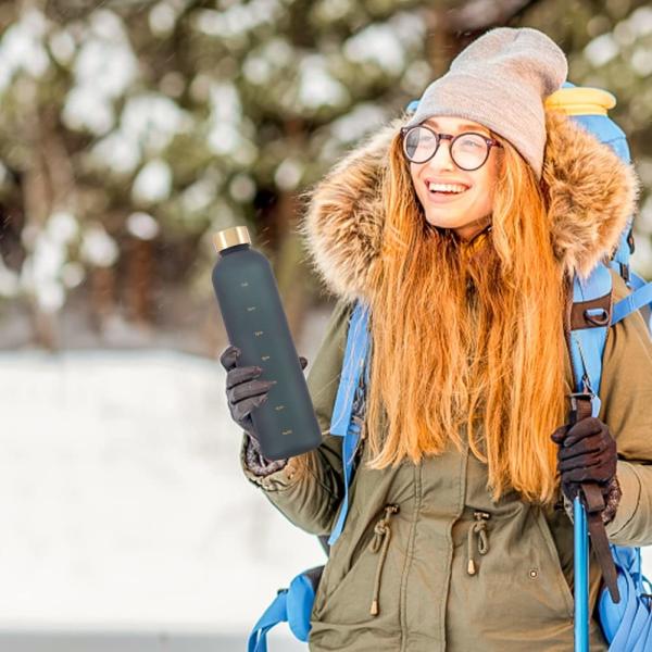 Stylish Gradient Outdoor Large Capacity Sports Frosted Plastic Water Bottle 1 Litre 1000ml Drink Bottle Bpa Free Safe With Copper Lid