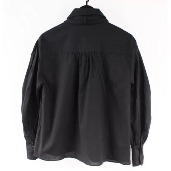 Organic Cotton Tencel Twill Fabric 120gsm Black Blouse With Big Bow At Neck