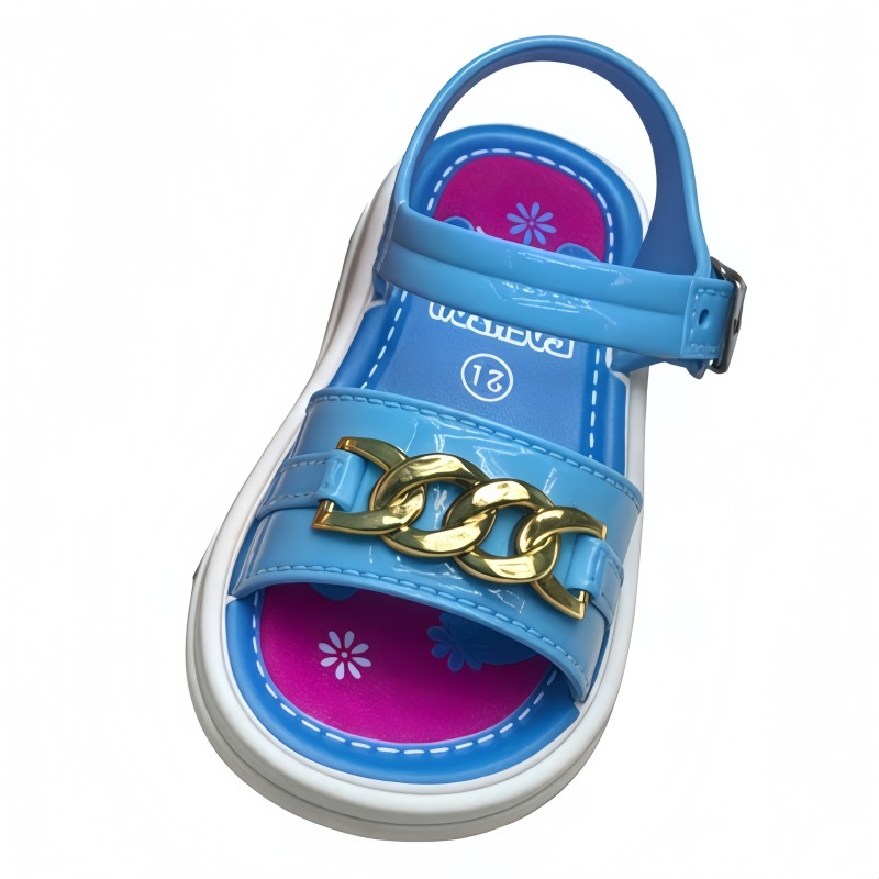 PVC Gold Chain Girls Fashion Sandals Anti-slip Soft Sole Children Casual Beach Sandals