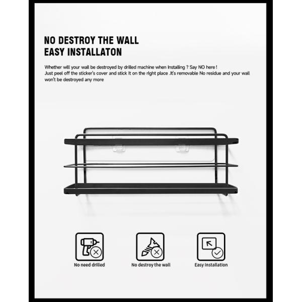 SS201 Wall Bath Accessories Chrome Holder For Shower 10kg Loading Kitchen Wall Rack