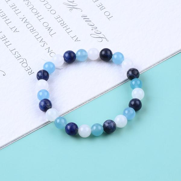 Clear Quartz / Sodalite / Blue Chalcedony 8mm Positive Energy Crystal Bead Bracelet
