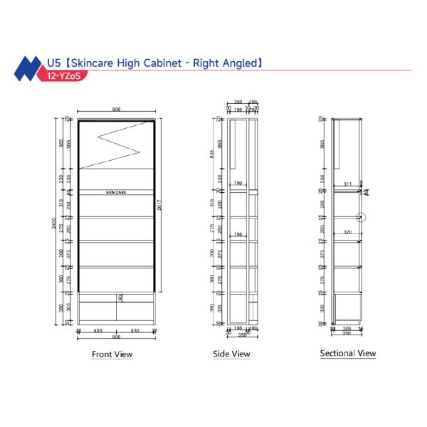 ODM MDF Skincare Store Display Showcase Cabinet Furniture For Cosmetic Shop