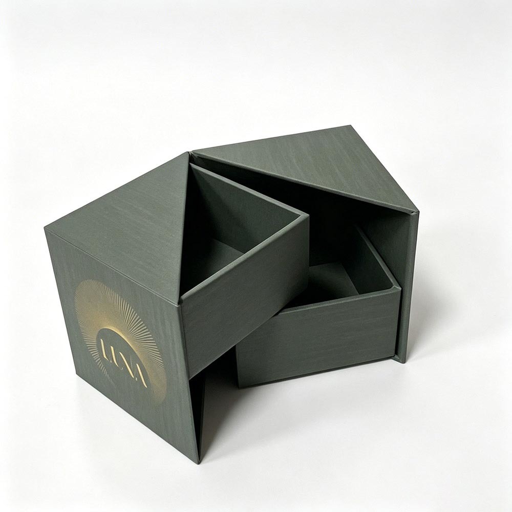 Rotating Gatefold Custom Rigid Boxes Creative Opening Luxury Gift Packaging
