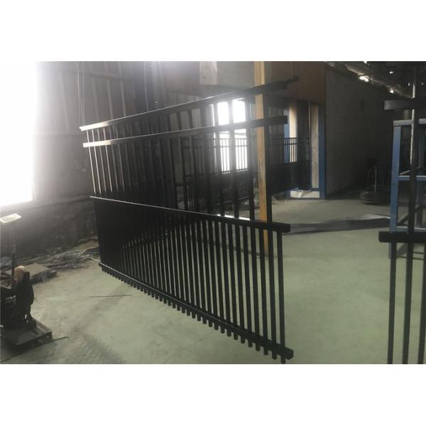 Steel fence 2100mmx2400mm Panels Stain Black Interpon Powder Rail 40mm and 50mm Upright 25mm