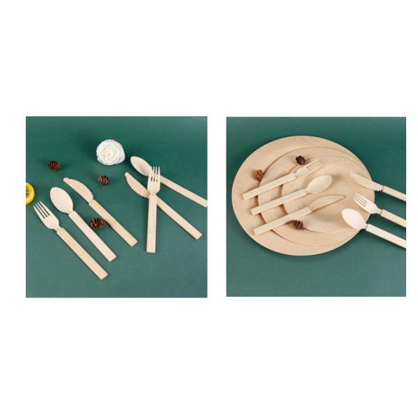 25Pcs Disposable Natural Bamboo Picnic Forks Knives