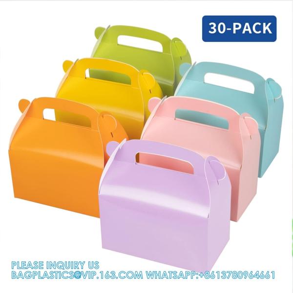 Party Favor Treat Boxes, Goodie Boxes, Gable Paper Gift Boxes With Handles. Rainbow Party Decoration Supplie