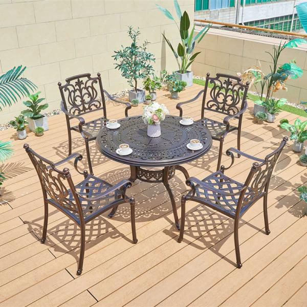 Cast Aluminum Table and Chairs Outdoor Patio Dining Set Garden Furniture Comfortable