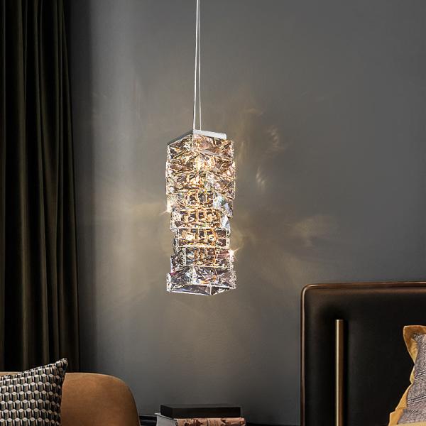 JYLIGHTING Nordic Luxury K9 Crystal Chandelier Rectangular Stainless Steel Body For Hotel Bedrooms Dining Living Rooms Lights Modern Pendant Light