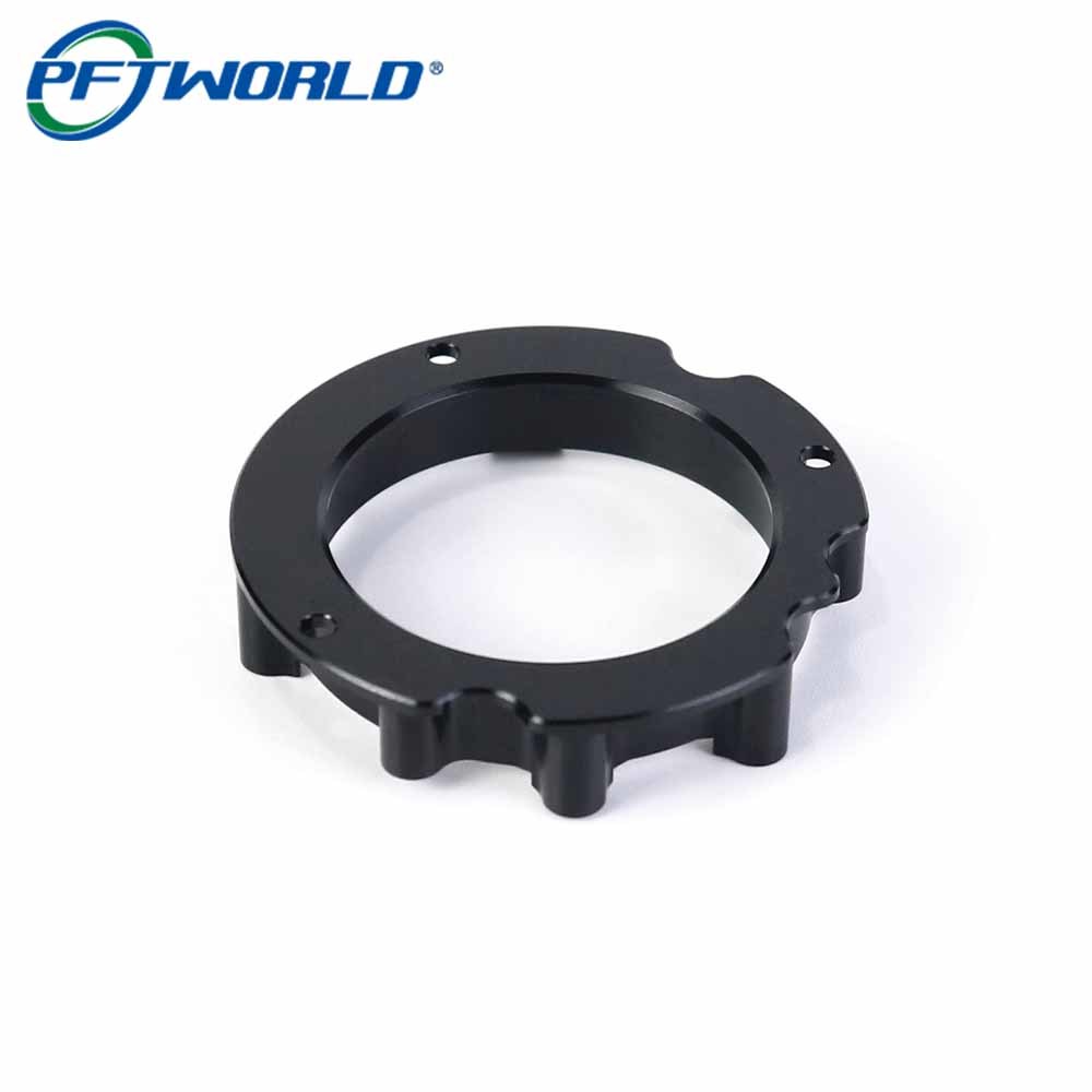 Custom CNC Machined Aluminum Flanged Mounting Rings Black Anodized