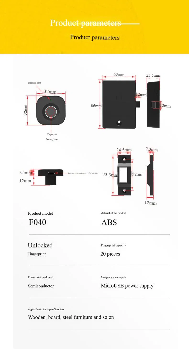 Fingerprint Drawer Lock Desk Wardrobe Lock