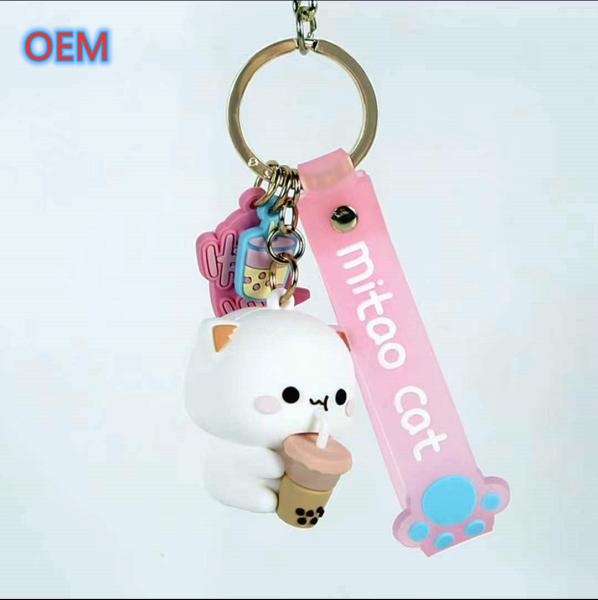 Custom 3D PVC plástico Animal Anime Keychain OEM Design Carinhosos Keychain de plástico