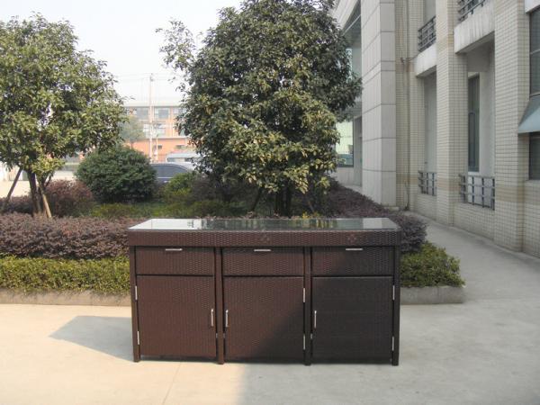 Aluminum Frame And Resin Wicker Bar Set Bar Table For Indoor