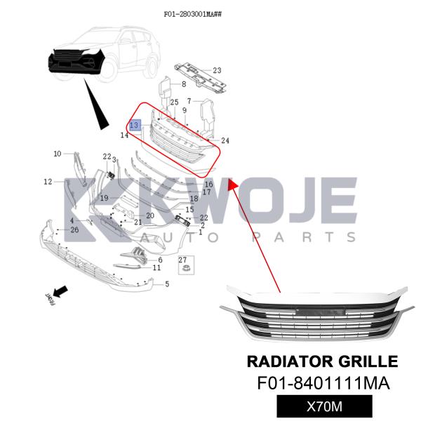 F01-8401111MA Car Grille Assembly For  JETOUR X70M