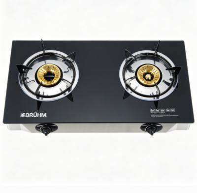 Portable 2 brass Burner glass Tabletop Gas Stove OEM ODM Supplier