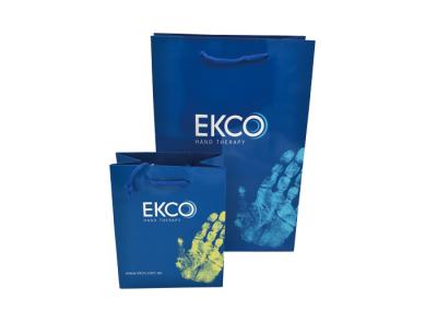 sacs en papier bleus brillants personnalisés d'achats d'impression fait sur commande avec la poignée de pp