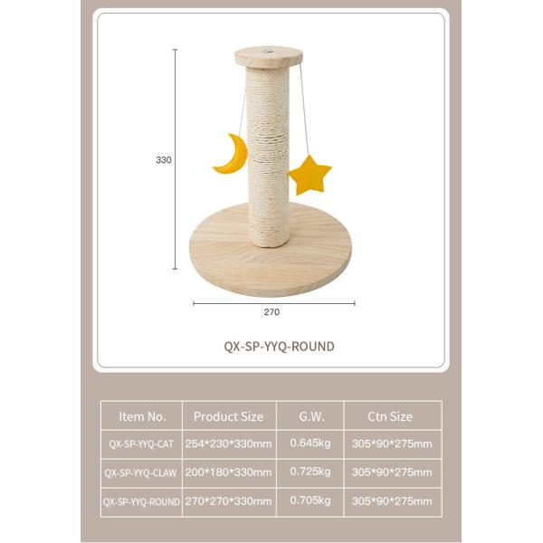 Stylish Wooden Cat Scratch Tree for Kitten Sisal Style and Multi-level Design