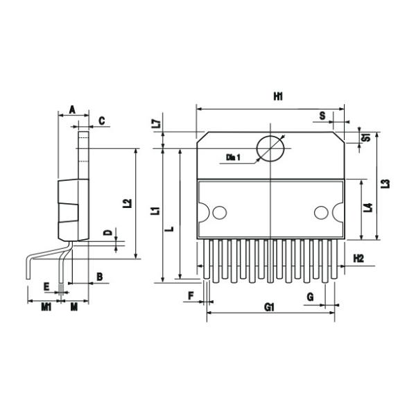 TDA7297 STMicroelectronics Audio Amplifier IC 15 мВт, монтаж через сквозное отверстие