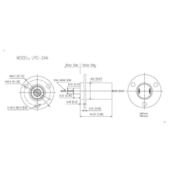 High Efficiency Rotary Slip Ring 24 Circuits 2A Per Wire Professional solution