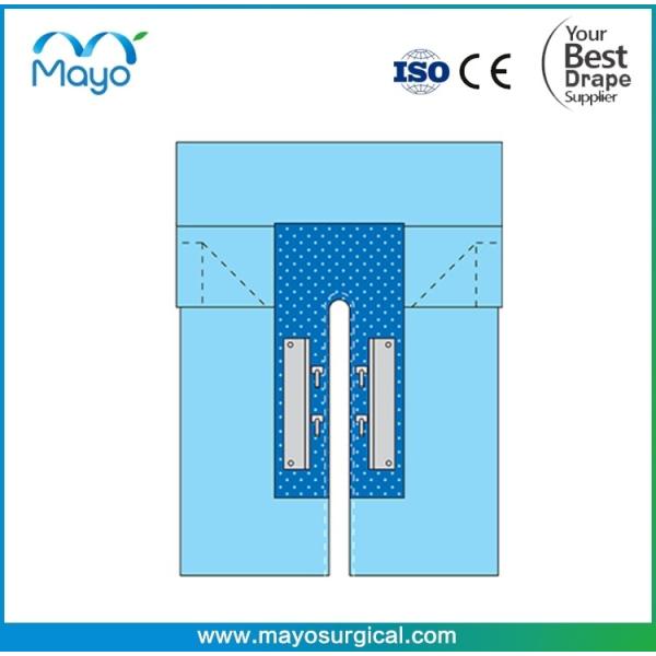 Sterile Cardiothoracic Drape With Reinforcement U Split Dual Clear PE Fluid Control Pouches
