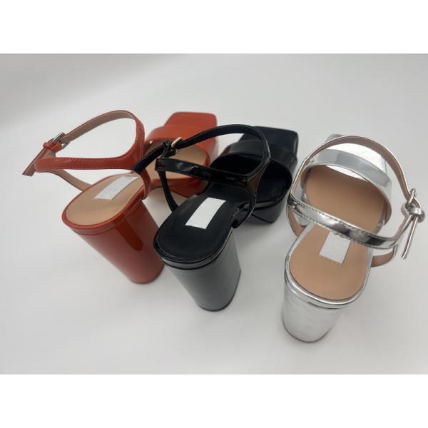 Patent Pu Womens Leather Dress Shoes Square Toe Silver Black Chunky Heel