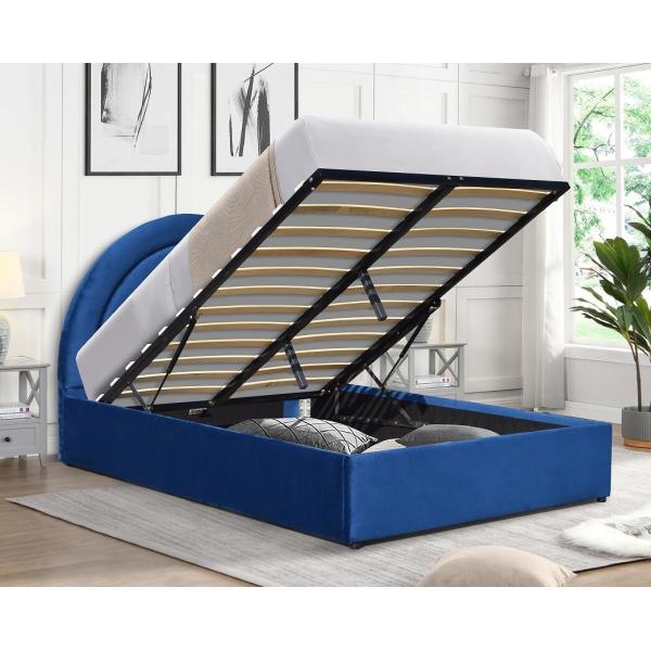 Upholstered Gas Lift Beds King Size Blue Fabric Bedroom Soothing