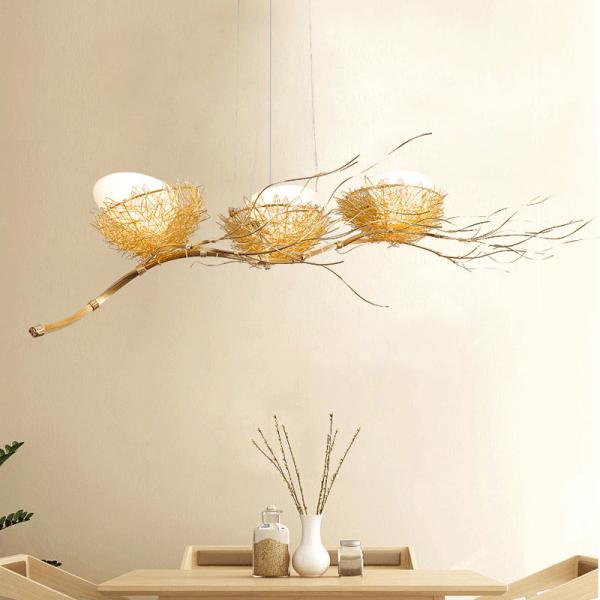 Gold Aluminium Steel Bird Nest Pendant Light Lamp loft Industial White Glass Egg Suspension Light(WH-VP-152)