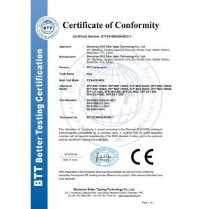SHENZHEN DYS FIBER OPTIC TECHNOLOGY CO.,LTD Сертификации
