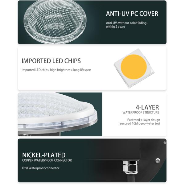 AC12V 18W 6500K IP68 Par56 a mené la lampe de piscine