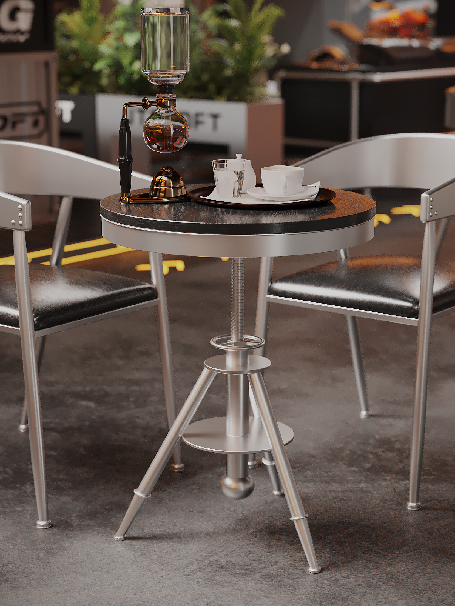 Vintage Bar Table And Chairs Compact Industrial Bar Furniture For Coffee Shops