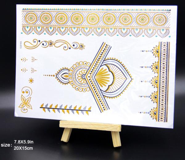 Jewel temporary gold tattoo, Custom temporary gold tattoo, fake tattoo