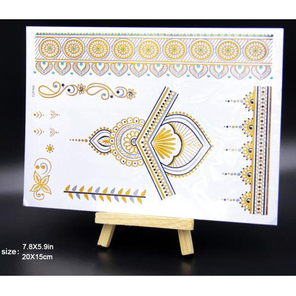 Jewel temporary gold tattoo, Custom temporary gold tattoo, fake tattoo