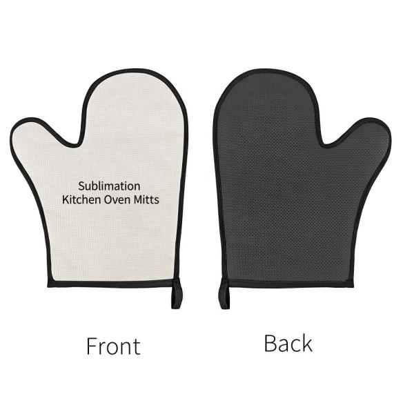 Custom Linen Sublimation Oven Gloves With Silicone Back Blank Heat Insulation Oven Mitt Sublimation