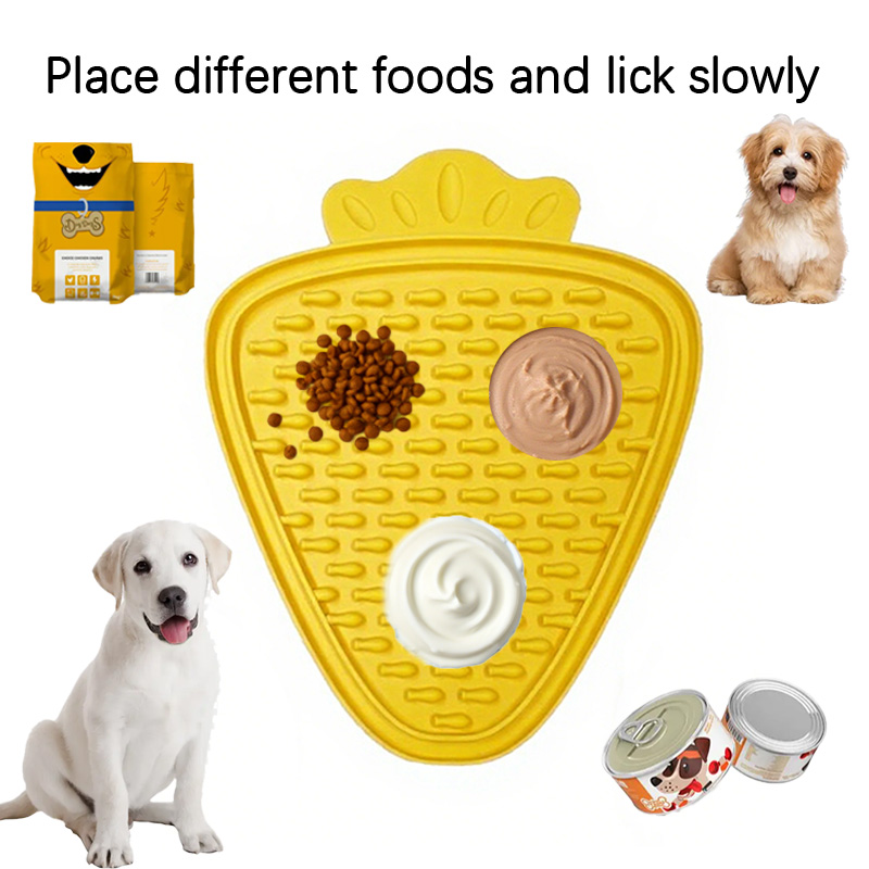 Silicone Pet Food Pad, Pet Dog Licking Pad, Slow Food Dispenser, Strawberry Shaped Licking Pad, Dog Feeder, Licking Pad