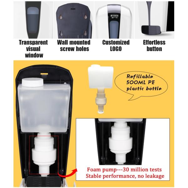 factory direct sale 500ml hotel manual shampoo dispenser/ABS plastic hand liquid soap dispenser YK2560